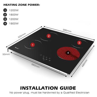 購入 220V-240V 4バーナー 電動炊飯台 組み込み 24インチ セラミック炊飯台 6000W online manufacture